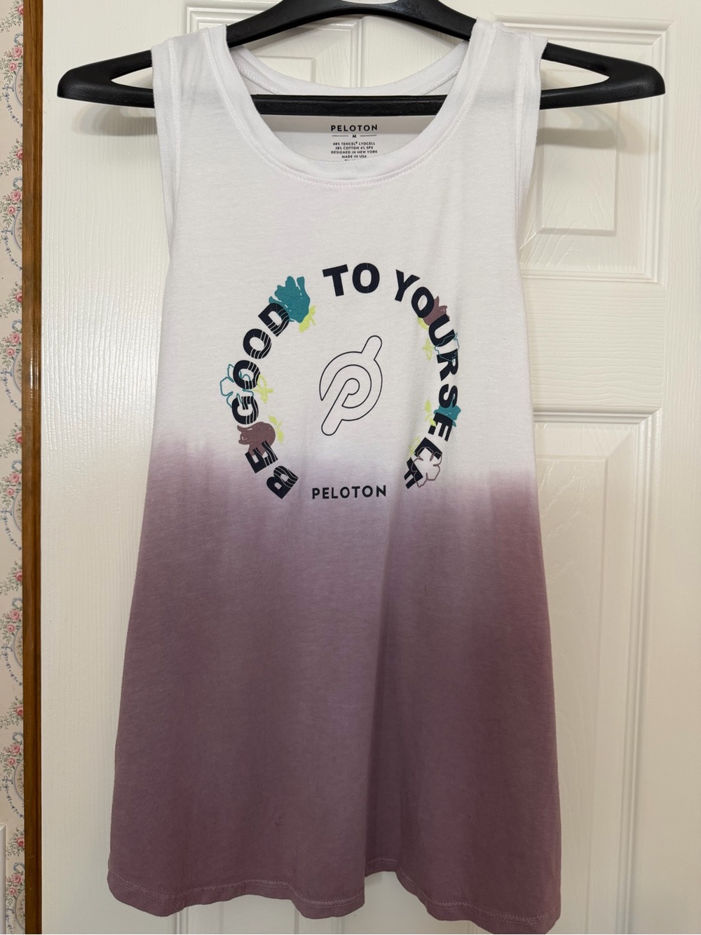 Peloton Be Good To Yourself ombre razorback tank top